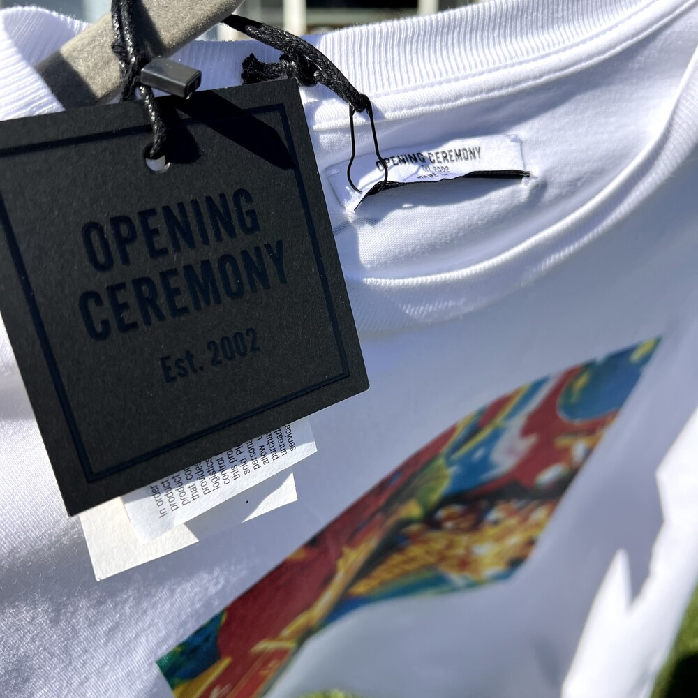 Opening Ceremony Cowboy Print Tee White Graphic Shirt Womens Medium fits S NWT - Picture 8 of 8